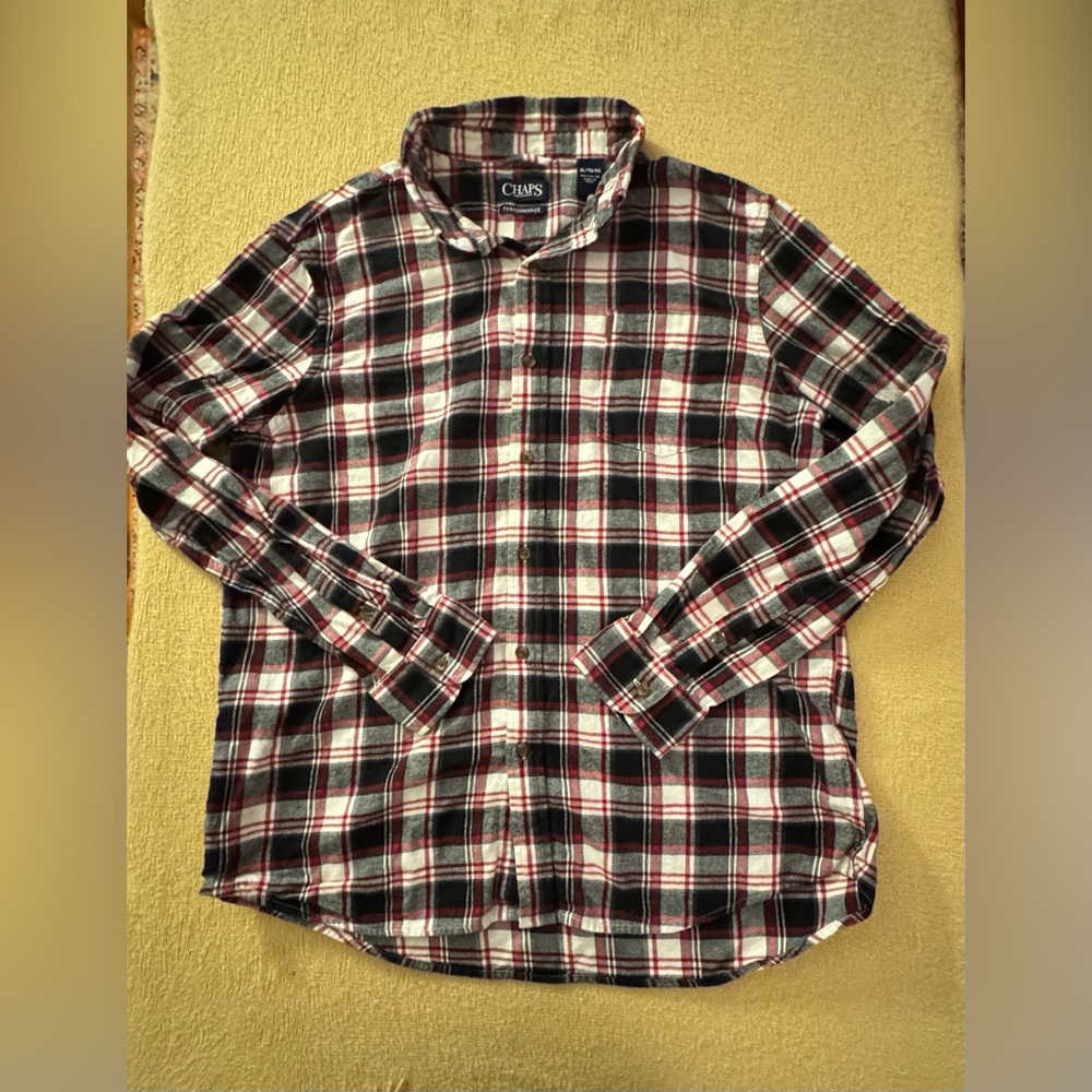 Chaps Red and Black Checkered Flannel  Shirt